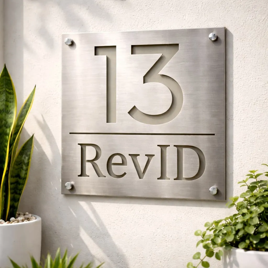 Custom Stainless Steel House Number Sign view 2